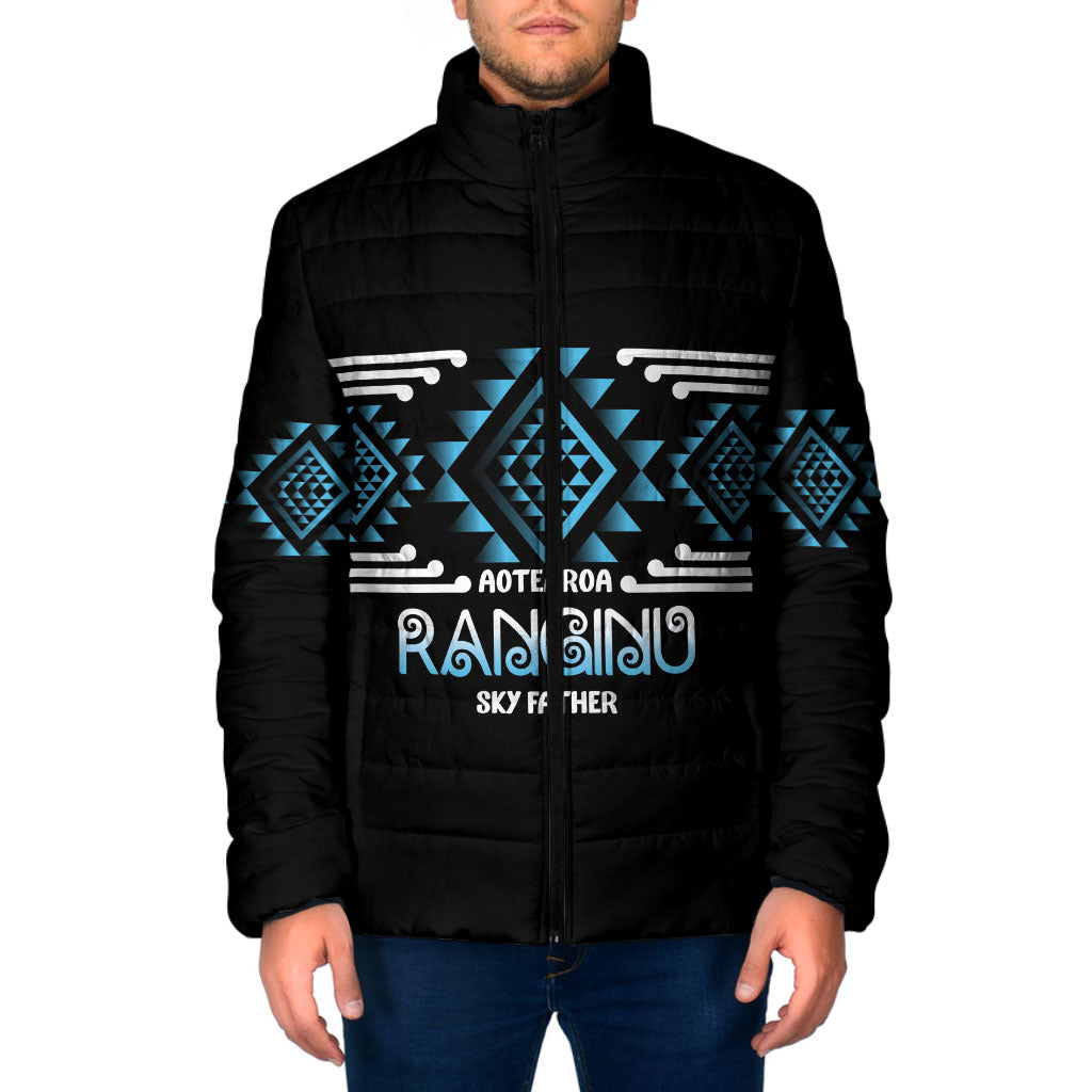 Aotearoa Atua Ranginui Personalised Padded Jacket Maori Sky Father Taniko Motifs