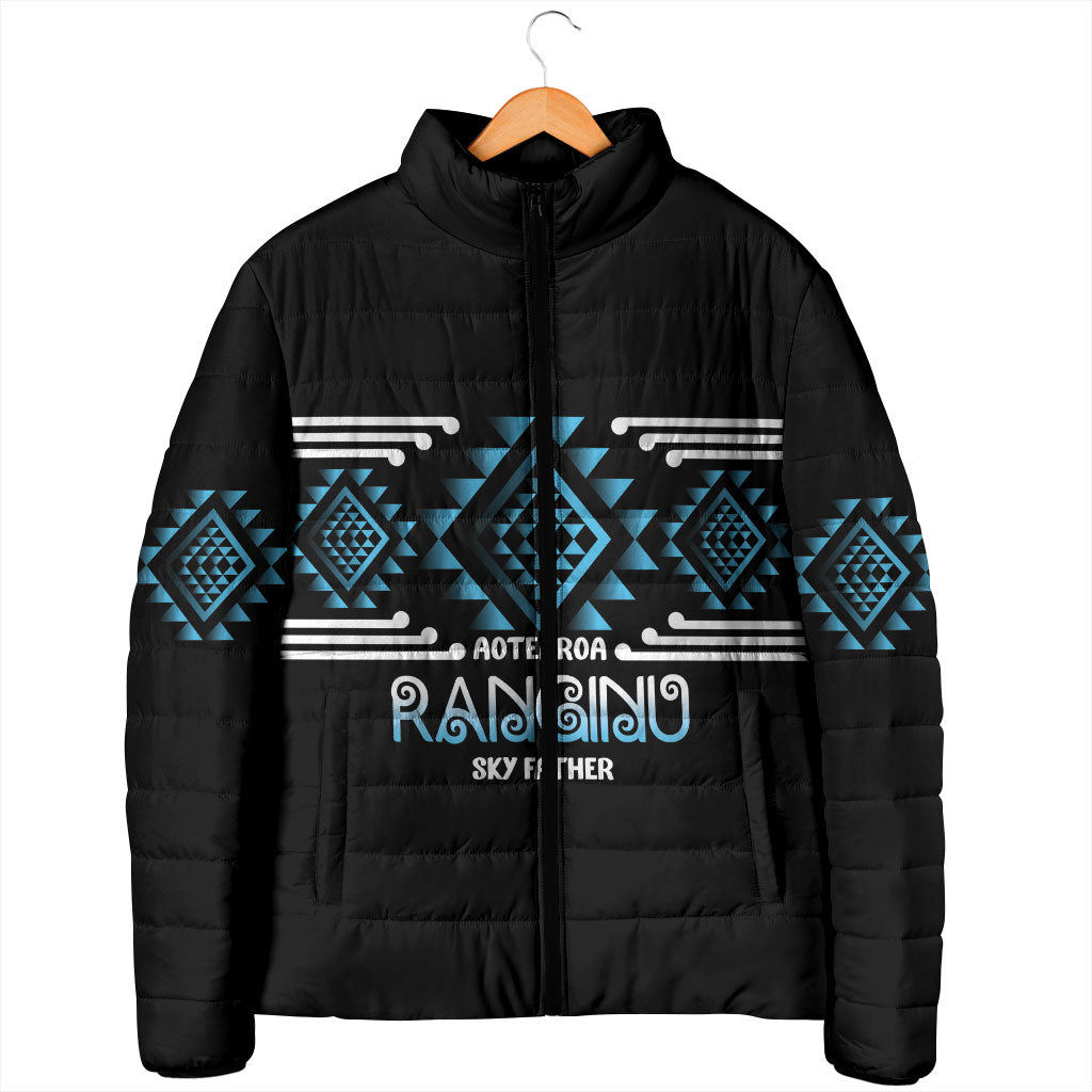 Aotearoa Atua Ranginui Personalised Padded Jacket Maori Sky Father Taniko Motifs
