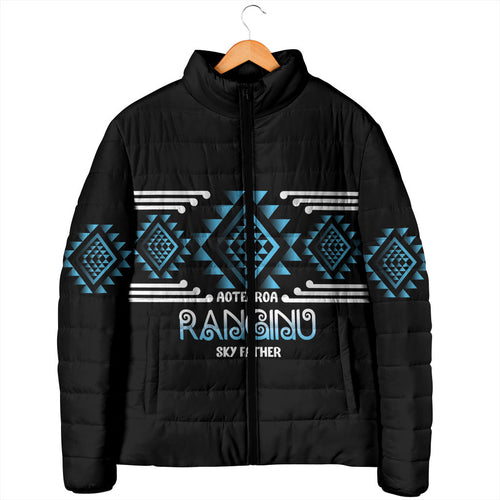 Aotearoa Atua Ranginui Personalised Padded Jacket Maori Sky Father Taniko Motifs