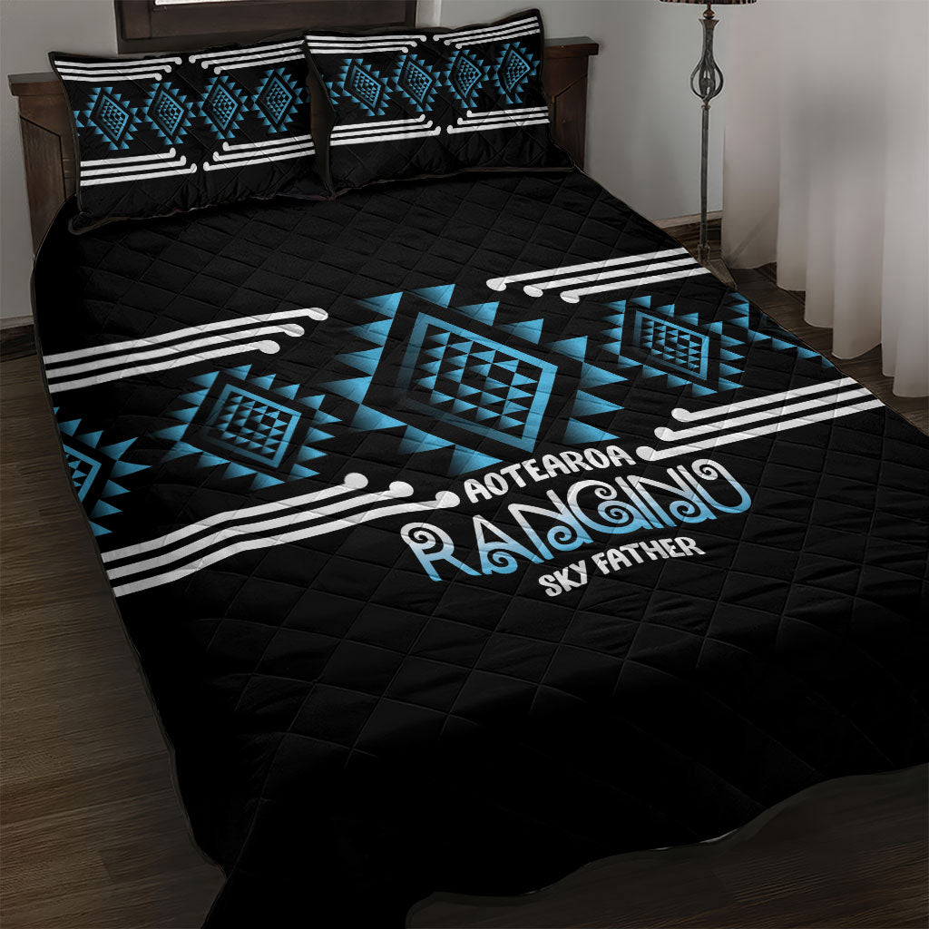 Aotearoa Atua Ranginui Quilt Bed Set Maori Sky Father Taniko Motifs