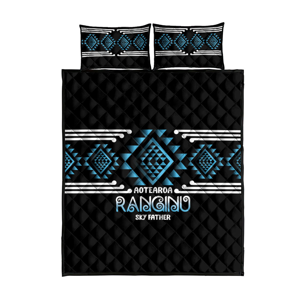 Aotearoa Atua Ranginui Quilt Bed Set Maori Sky Father Taniko Motifs