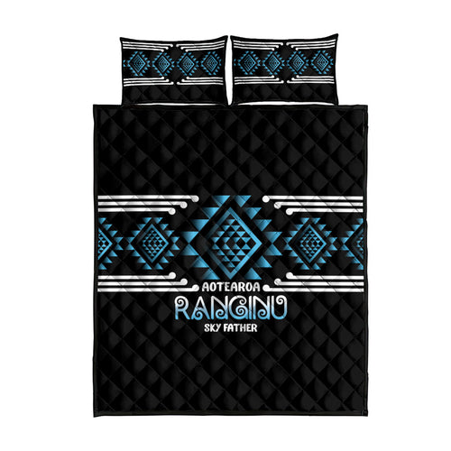 Aotearoa Atua Ranginui Quilt Bed Set Maori Sky Father Taniko Motifs