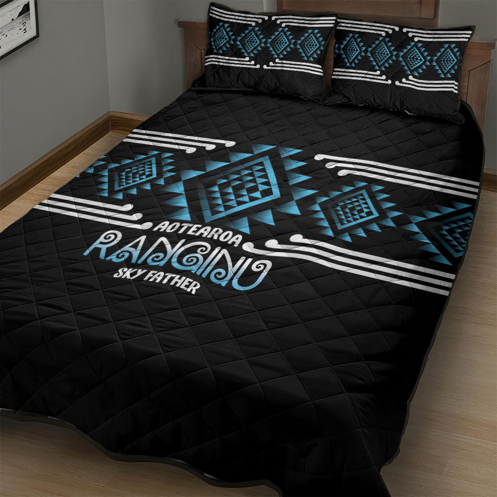 Aotearoa Atua Ranginui Quilt Bed Set Maori Sky Father Taniko Motifs