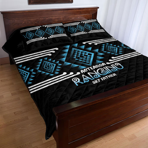 Aotearoa Atua Ranginui Quilt Bed Set Maori Sky Father Taniko Motifs