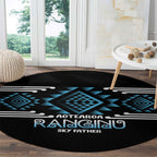 Aotearoa Atua Ranginui Round Carpet Maori Sky Father Taniko Motifs