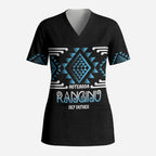 Aotearoa Atua Ranginui Personalised Scrub Top Maori Sky Father Taniko Motifs
