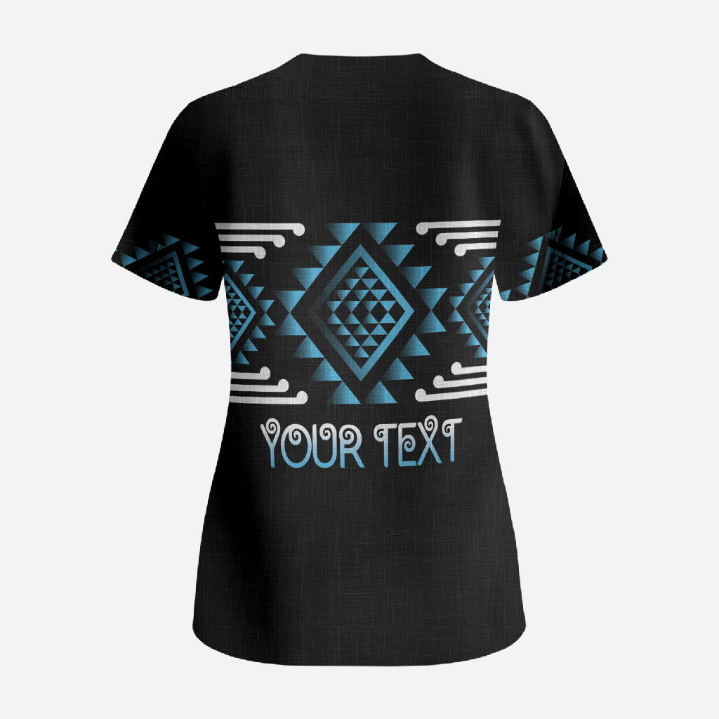 Aotearoa Atua Ranginui Personalised Scrub Top Maori Sky Father Taniko Motifs