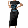 Aotearoa Atua Ranginui Personalised Short Sleeve Bodycon Dress Maori Sky Father Taniko Motifs