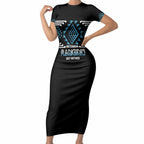 Aotearoa Atua Ranginui Personalised Short Sleeve Bodycon Dress Maori Sky Father Taniko Motifs