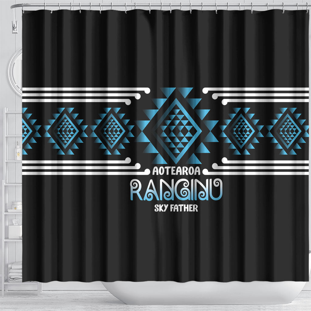 Aotearoa Atua Ranginui Shower Curtain Maori Sky Father Taniko Motifs