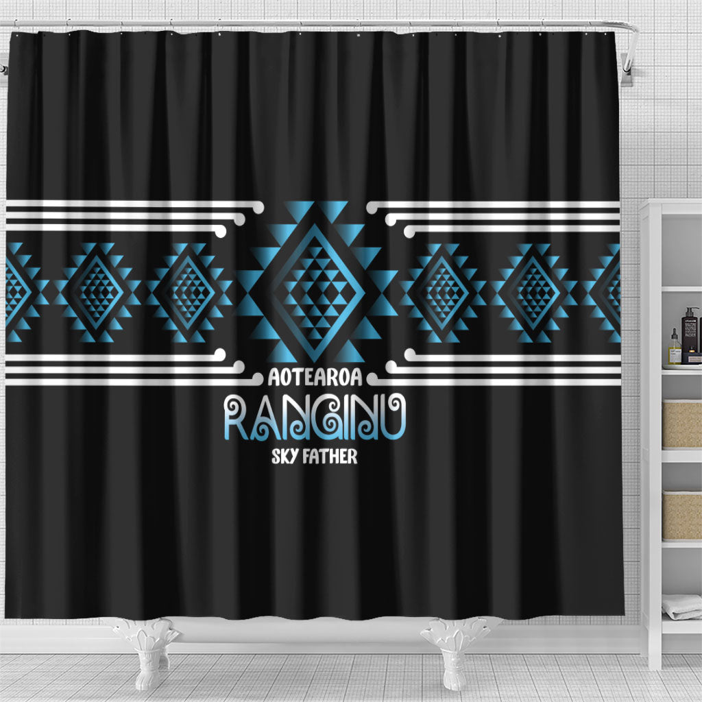 Aotearoa Atua Ranginui Shower Curtain Maori Sky Father Taniko Motifs