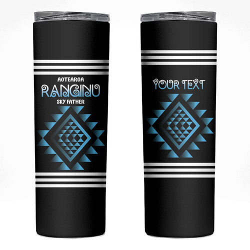 Aotearoa Atua Ranginui Personalised Skinny Tumbler Maori Sky Father Taniko Motifs