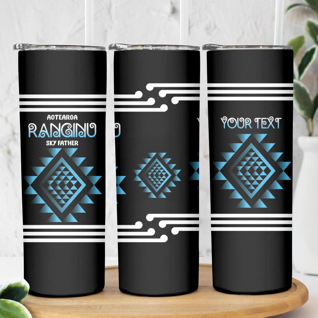 Aotearoa Atua Ranginui Personalised Skinny Tumbler Maori Sky Father Taniko Motifs
