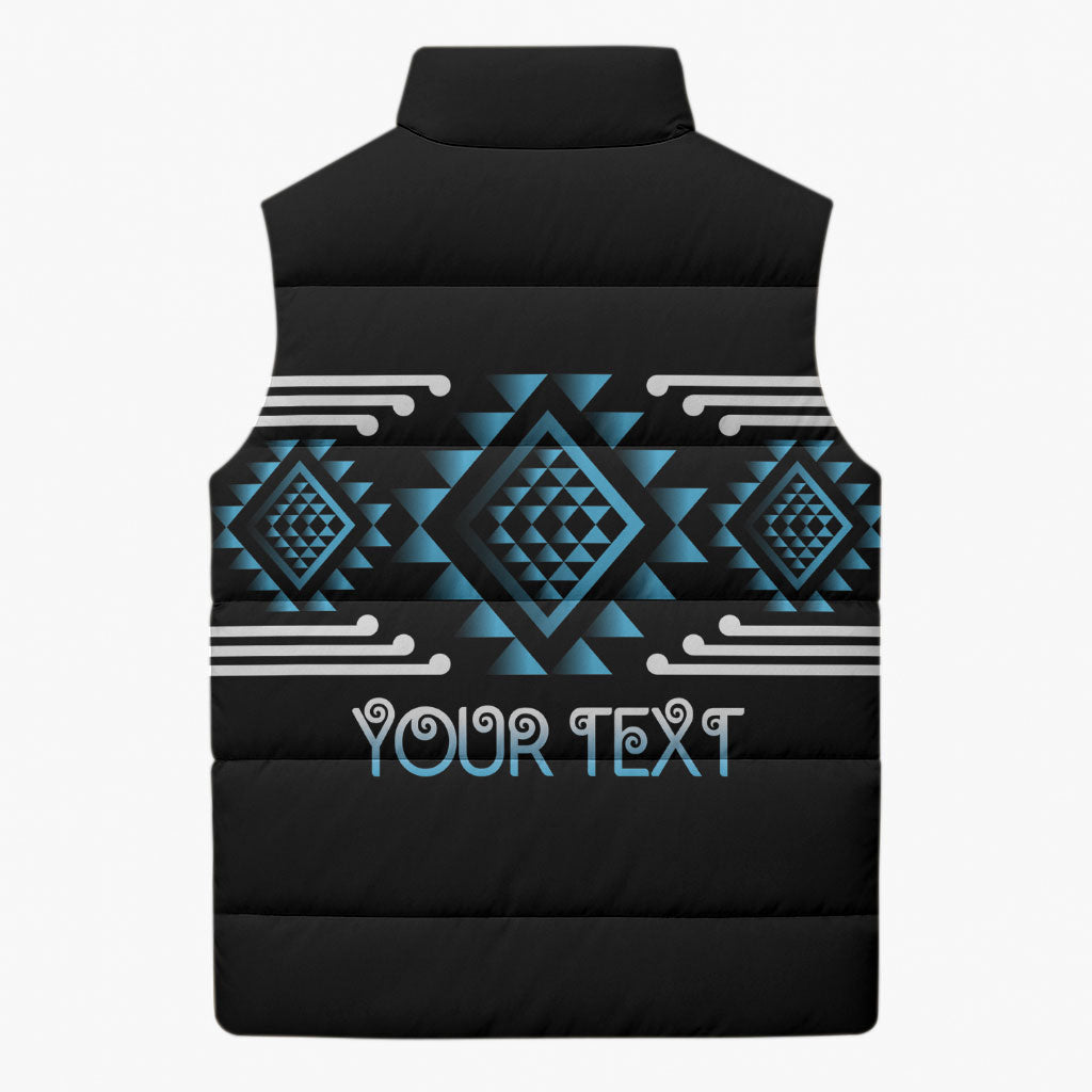 Aotearoa Atua Ranginui Personalised Sleeveless Puffer Jacket Maori Sky Father Taniko Motifs