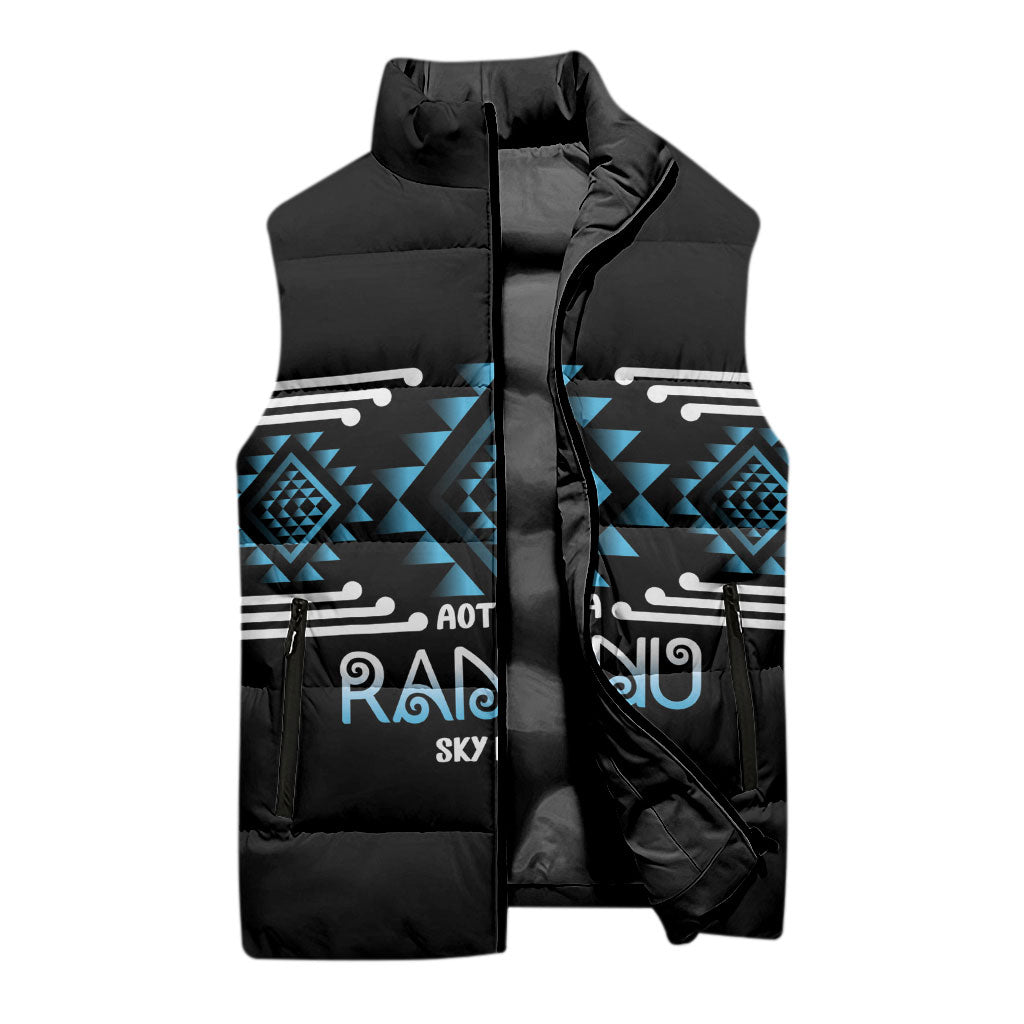 Aotearoa Atua Ranginui Personalised Sleeveless Puffer Jacket Maori Sky Father Taniko Motifs