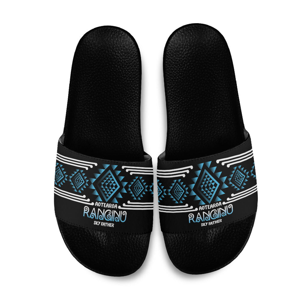 Aotearoa Atua Ranginui Slide Sandals Maori Sky Father Taniko Motifs