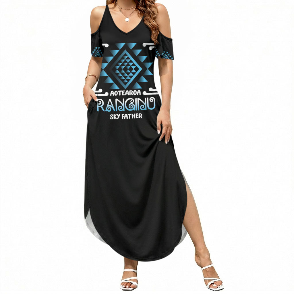 Aotearoa Atua Ranginui Personalised Summer Maxi Dress Maori Sky Father Taniko Motifs