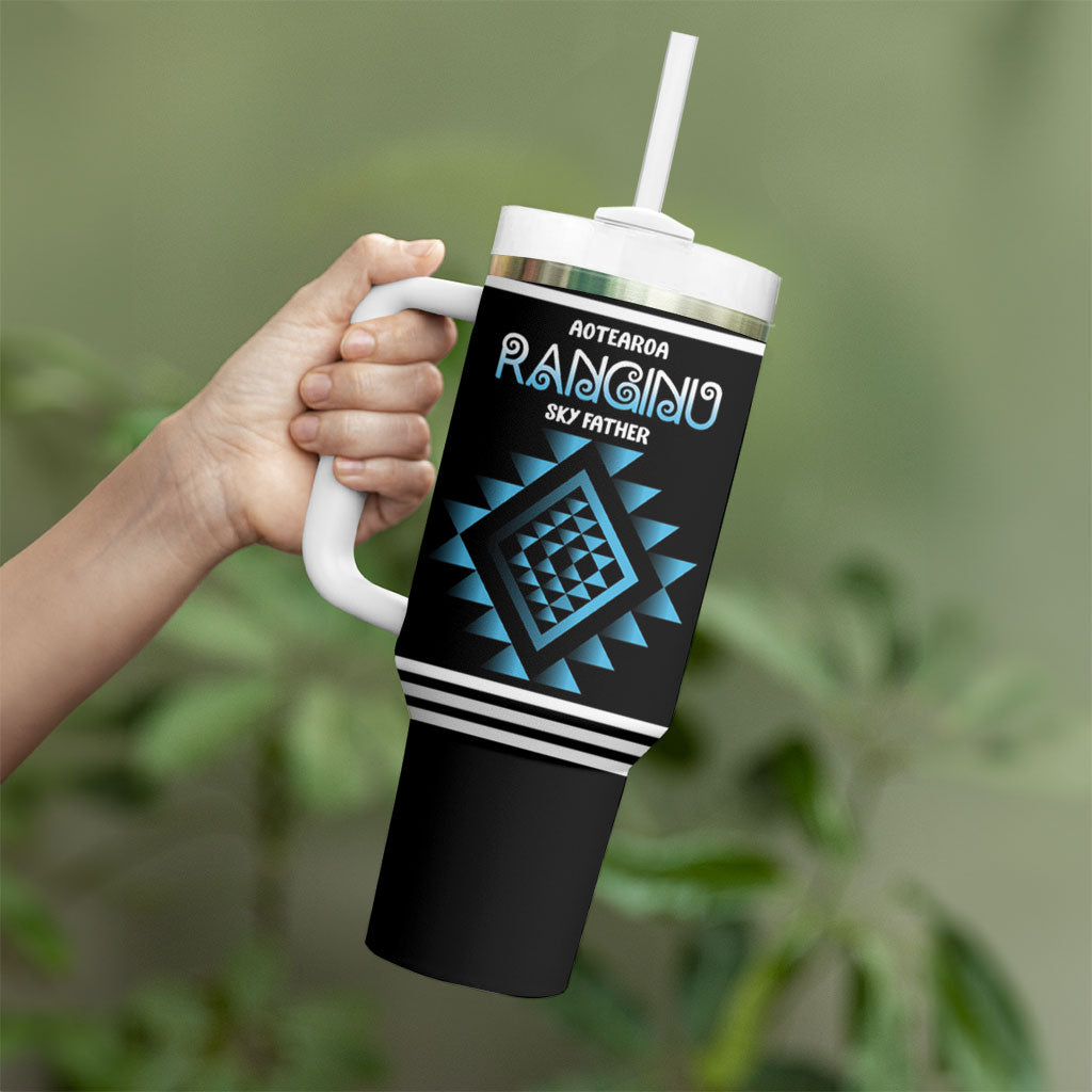 Aotearoa Atua Ranginui Personalised Tumbler With Handle Maori Sky Father Taniko Motifs