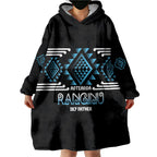 Aotearoa Atua Ranginui Personalised Wearable Blanket Hoodie Maori Sky Father Taniko Motifs