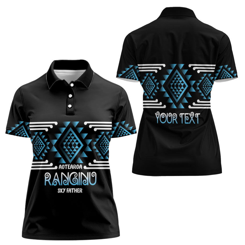 Aotearoa Atua Ranginui Personalised Women Polo Shirt Maori Sky Father Taniko Motifs
