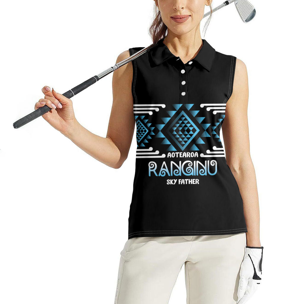 Aotearoa Atua Ranginui Personalised Women Sleeveless Polo Shirt Maori Sky Father Taniko Motifs