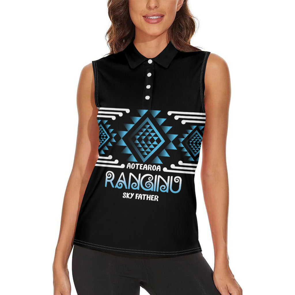 Aotearoa Atua Ranginui Personalised Women Sleeveless Polo Shirt Maori Sky Father Taniko Motifs