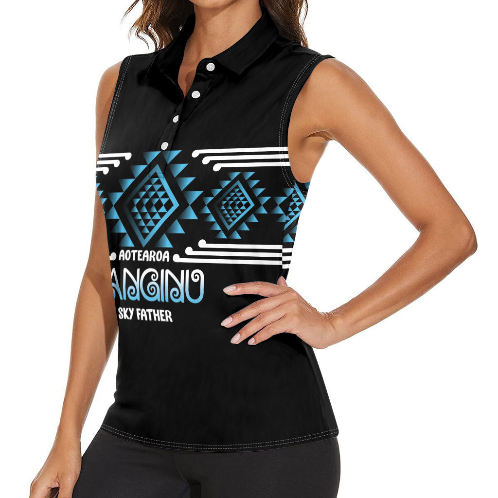 Aotearoa Atua Ranginui Personalised Women Sleeveless Polo Shirt Maori Sky Father Taniko Motifs