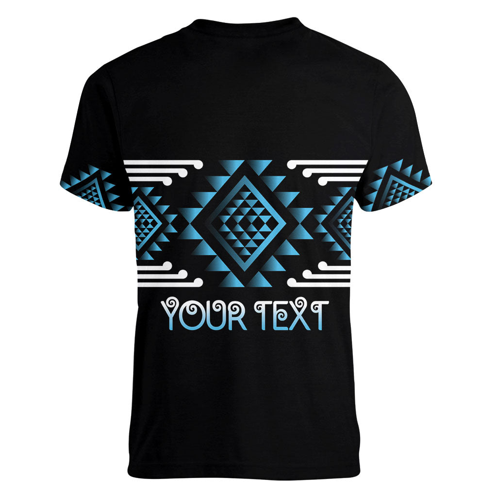 Aotearoa Atua Ranginui Personalised Women V-Neck T-Shirt Maori Sky Father Taniko Motifs