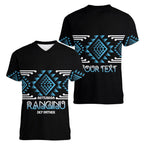 Aotearoa Atua Ranginui Personalised Women V-Neck T-Shirt Maori Sky Father Taniko Motifs