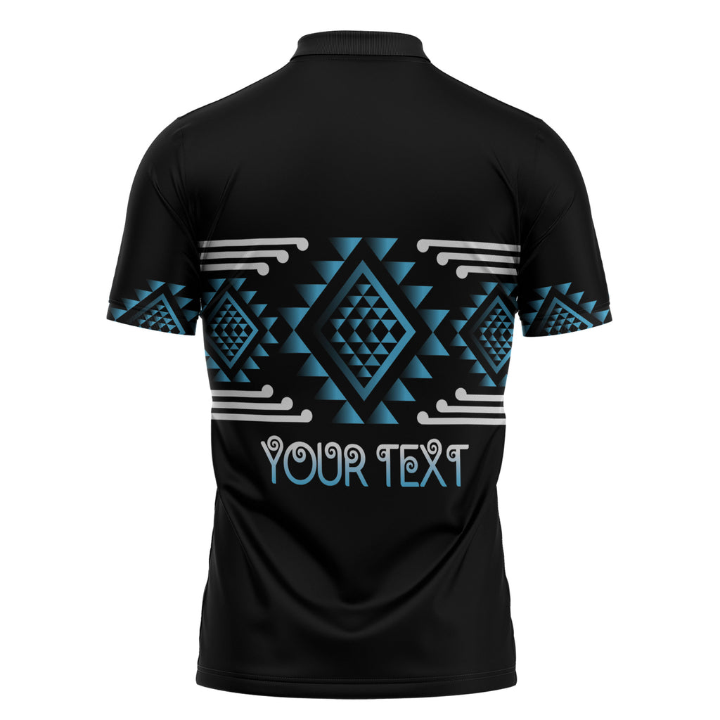 Aotearoa Atua Ranginui Personalised Zipper Polo Shirt Maori Sky Father Taniko Motifs