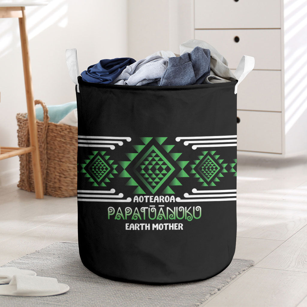 Aotearoa Atua Papatuanuku Laundry Basket Maori Earth Mother Taniko Motifs