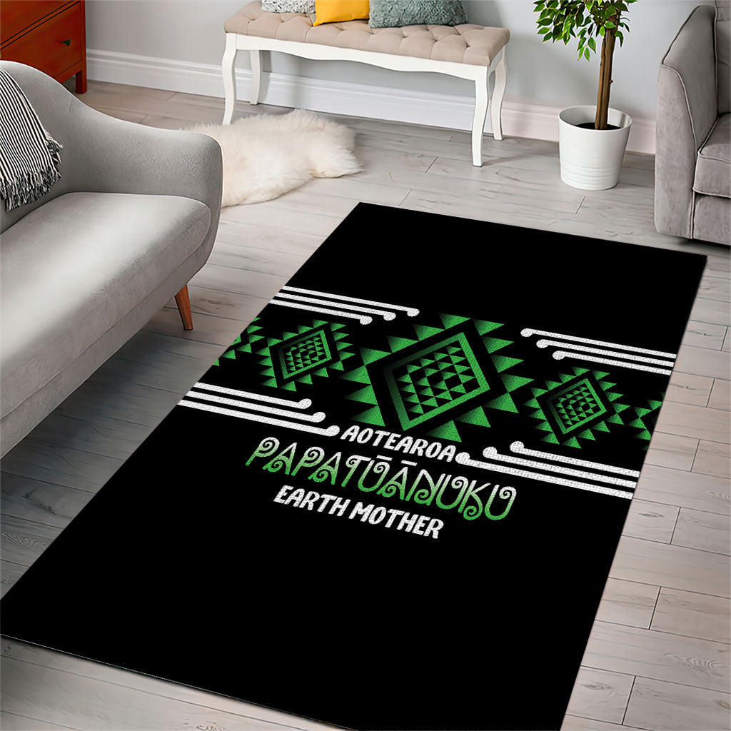 Aotearoa Atua Papatuanuku Area Rug Maori Earth Mother Taniko Motifs