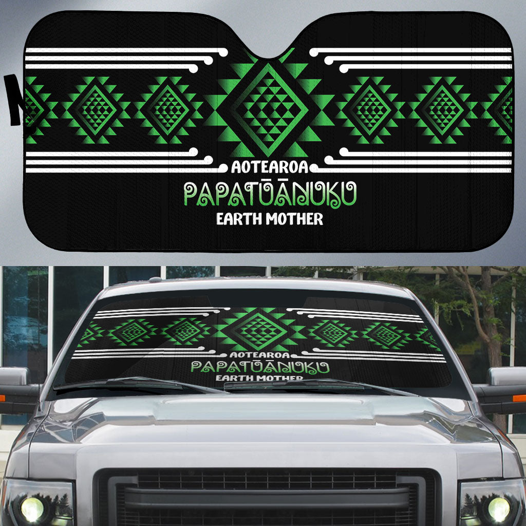 Aotearoa Atua Papatuanuku Auto Sun Shade Maori Earth Mother Taniko Motifs