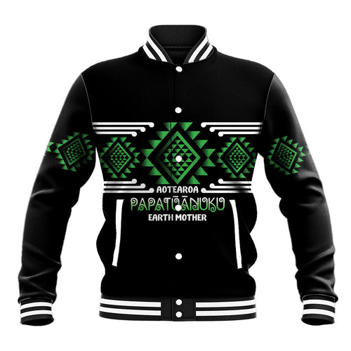 Aotearoa Atua Papatuanuku Personalised Baseball Jacket Maori Earth Mother Taniko Motifs
