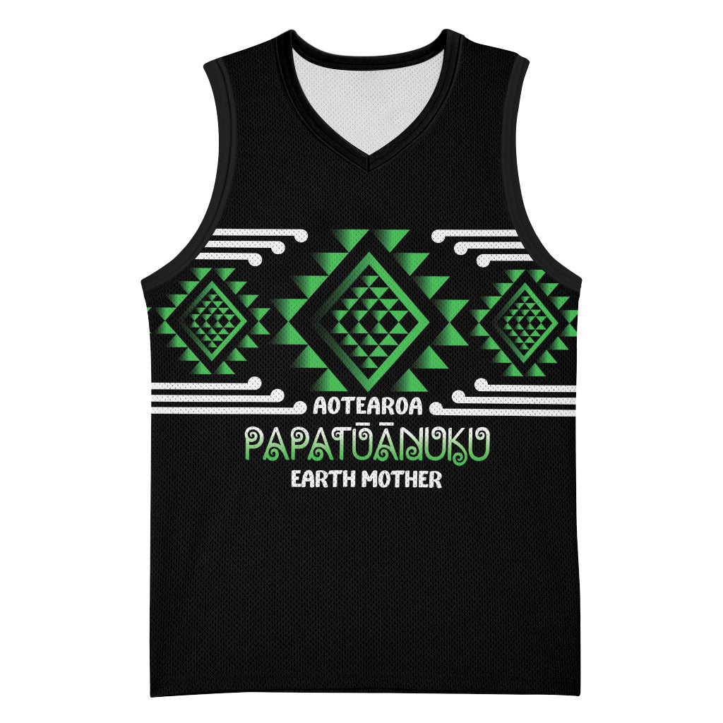 Aotearoa Atua Papatuanuku Personalised Basketball Jersey Maori Earth Mother Taniko Motifs