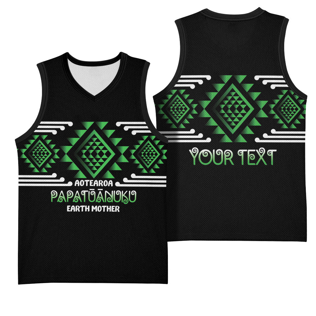 Aotearoa Atua Papatuanuku Personalised Basketball Jersey Maori Earth Mother Taniko Motifs