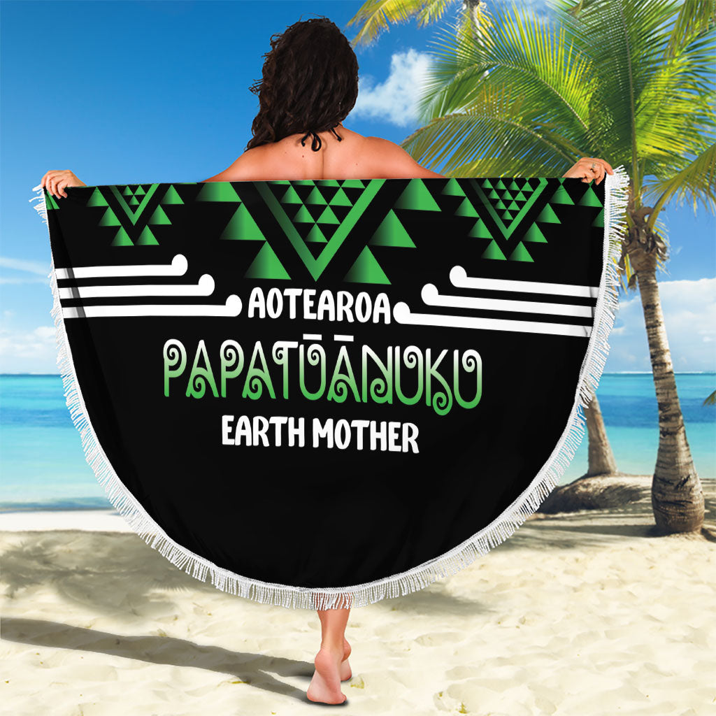 Aotearoa Atua Papatuanuku Beach Blanket Maori Earth Mother Taniko Motifs