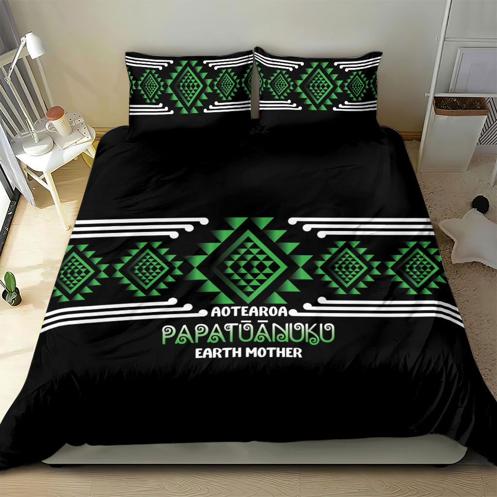 Aotearoa Atua Papatuanuku Bedding Set Maori Earth Mother Taniko Motifs