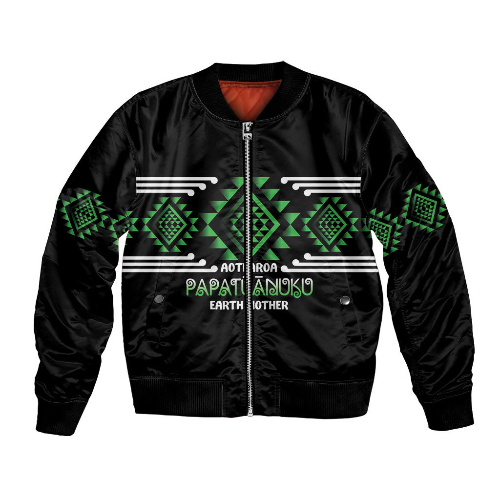 Aotearoa Atua Papatuanuku Personalised Bomber Jacket Maori Earth Mother Taniko Motifs
