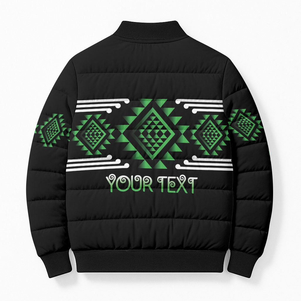 Aotearoa Atua Papatuanuku Personalised Bomber Puffer Jacket Maori Earth Mother Taniko Motifs