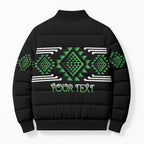Aotearoa Atua Papatuanuku Personalised Bomber Puffer Jacket Maori Earth Mother Taniko Motifs