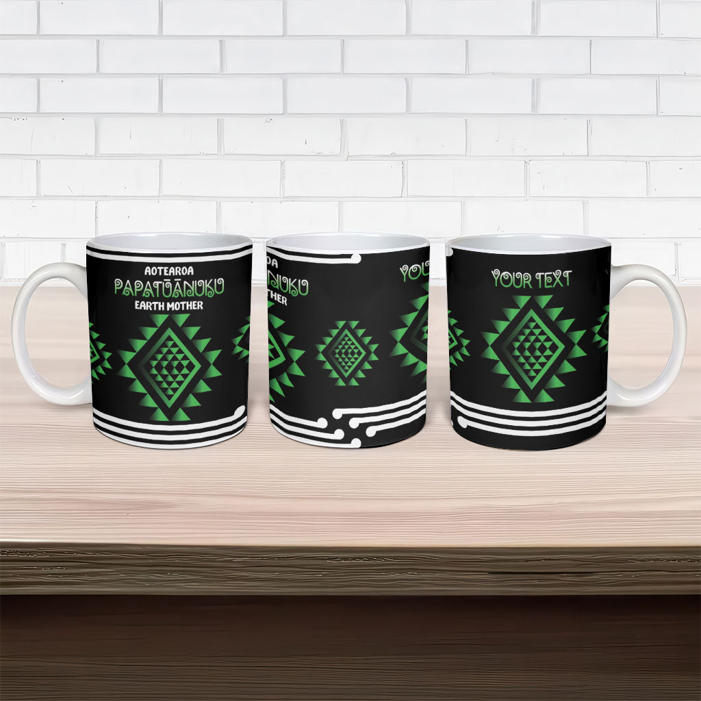 Aotearoa Atua Papatuanuku Personalised Ceramic Mug Maori Earth Mother Taniko Motifs
