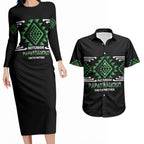 Aotearoa Atua Papatuanuku Personalised Couples Matching Long Sleeve Bodycon Dress and Hawaiian Shirt Maori Earth Mother Taniko Motifs