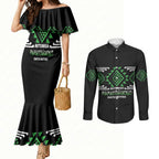 Aotearoa Atua Papatuanuku Personalised Couples Matching Mermaid Dress and Long Sleeve Button Shirt Maori Earth Mother Taniko Motifs
