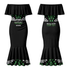 Aotearoa Atua Papatuanuku Personalised Couples Matching Mermaid Dress and Long Sleeve Button Shirt Maori Earth Mother Taniko Motifs