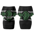 Aotearoa Atua Papatuanuku Personalised Couples Matching Off Shoulder Short Dress and Hawaiian Shirt Maori Earth Mother Taniko Motifs