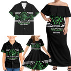 Aotearoa Atua Papatuanuku Personalised Family Matching Off Shoulder Maxi Dress and Hawaiian Shirt Maori Earth Mother Taniko Motifs