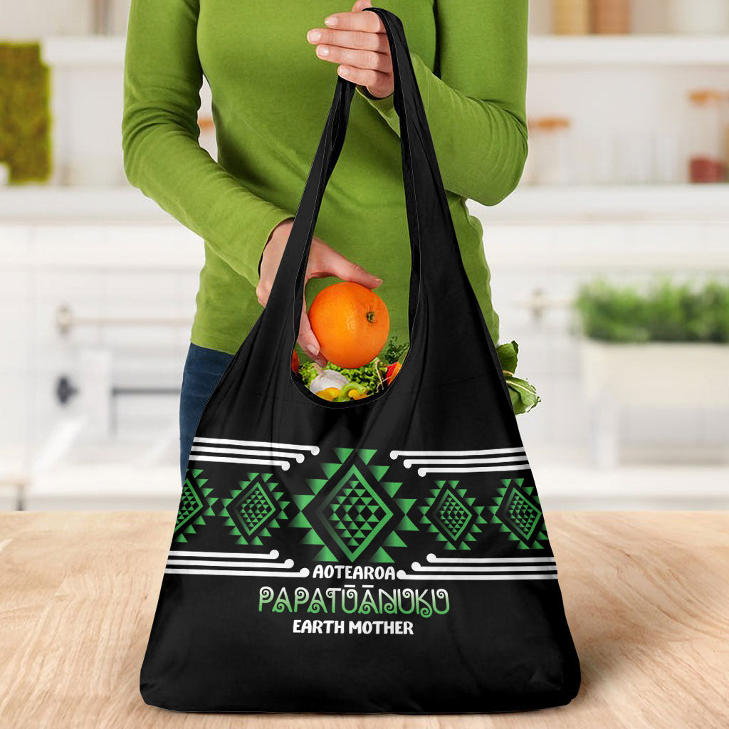 Aotearoa Atua Papatuanuku Grocery Bag Maori Earth Mother Taniko Motifs