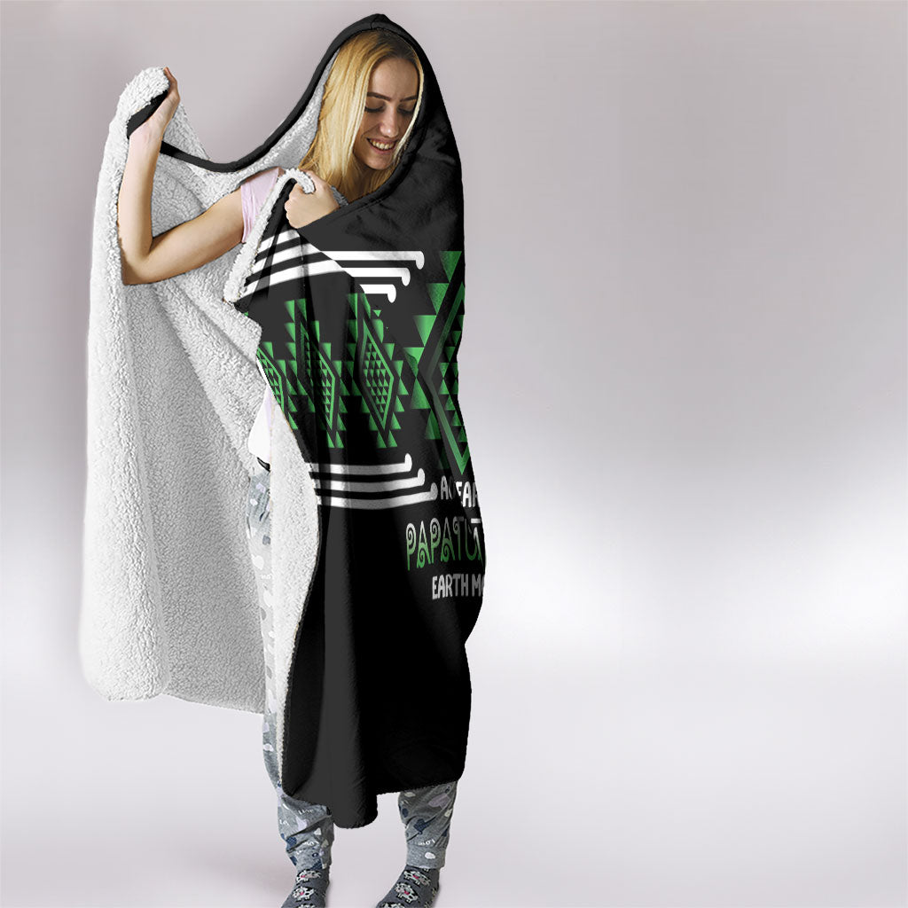 Aotearoa Atua Papatuanuku Hooded Blanket Maori Earth Mother Taniko Motifs