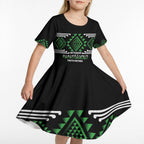 Aotearoa Atua Papatuanuku Personalised Kid Short Sleeve Dress Maori Earth Mother Taniko Motifs